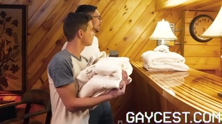 GAYCEST - Hung uncle fucks his twink nephew bareback in sauna