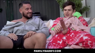 FamilyDaddy - Cute Step Son & Hunk Step Dad Family Fuck After Jerking Off Together - Dakota Lovell, Derek Allen